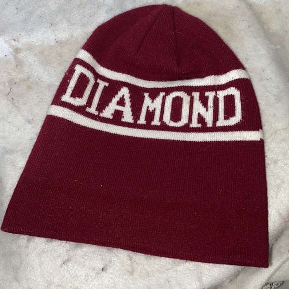 Diamond Supply Co Burgundy And White Beanie - Picture 6 of 9